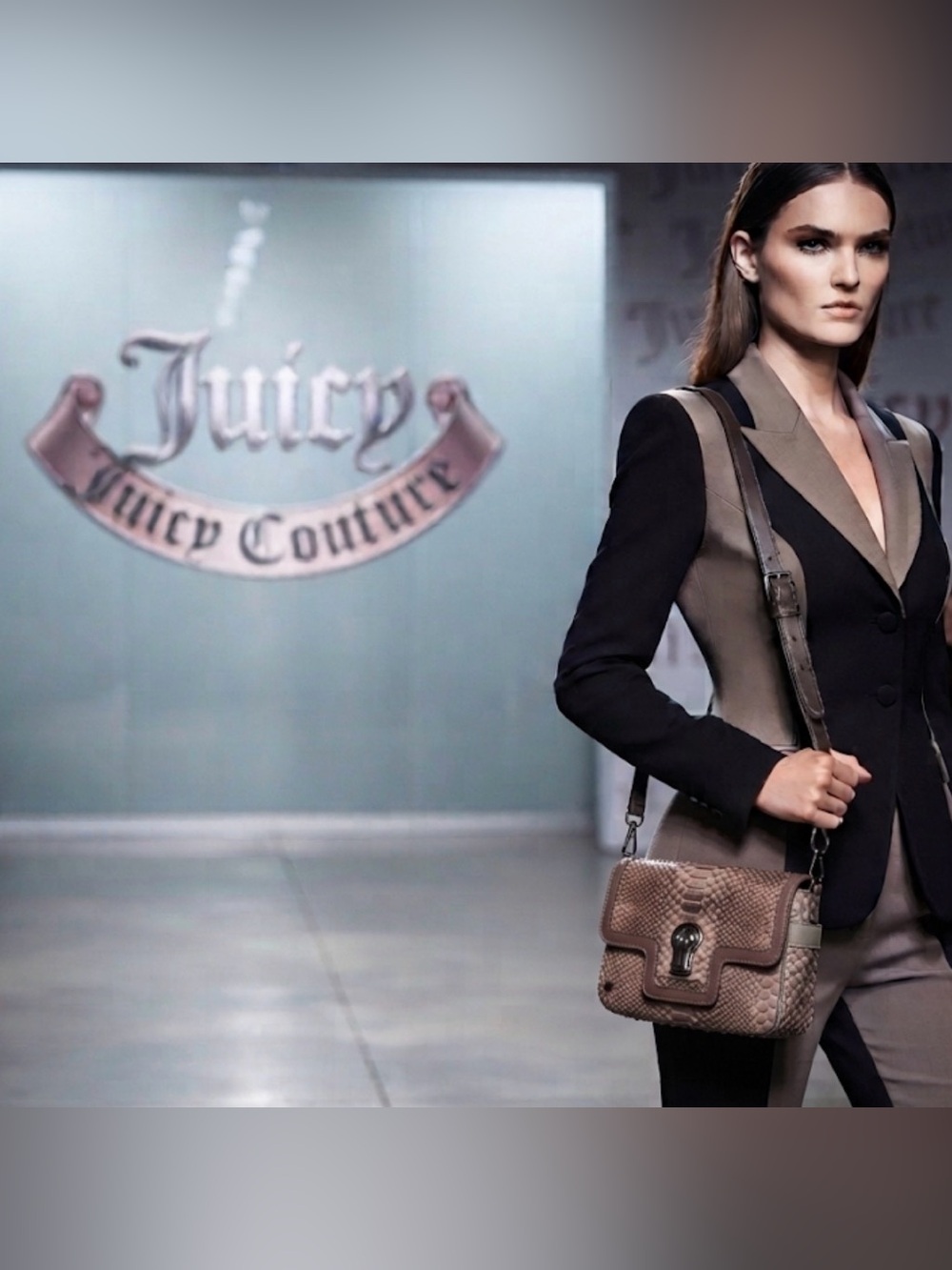 Authentic Juicy Couture brown leather crossbody designer purse handbag